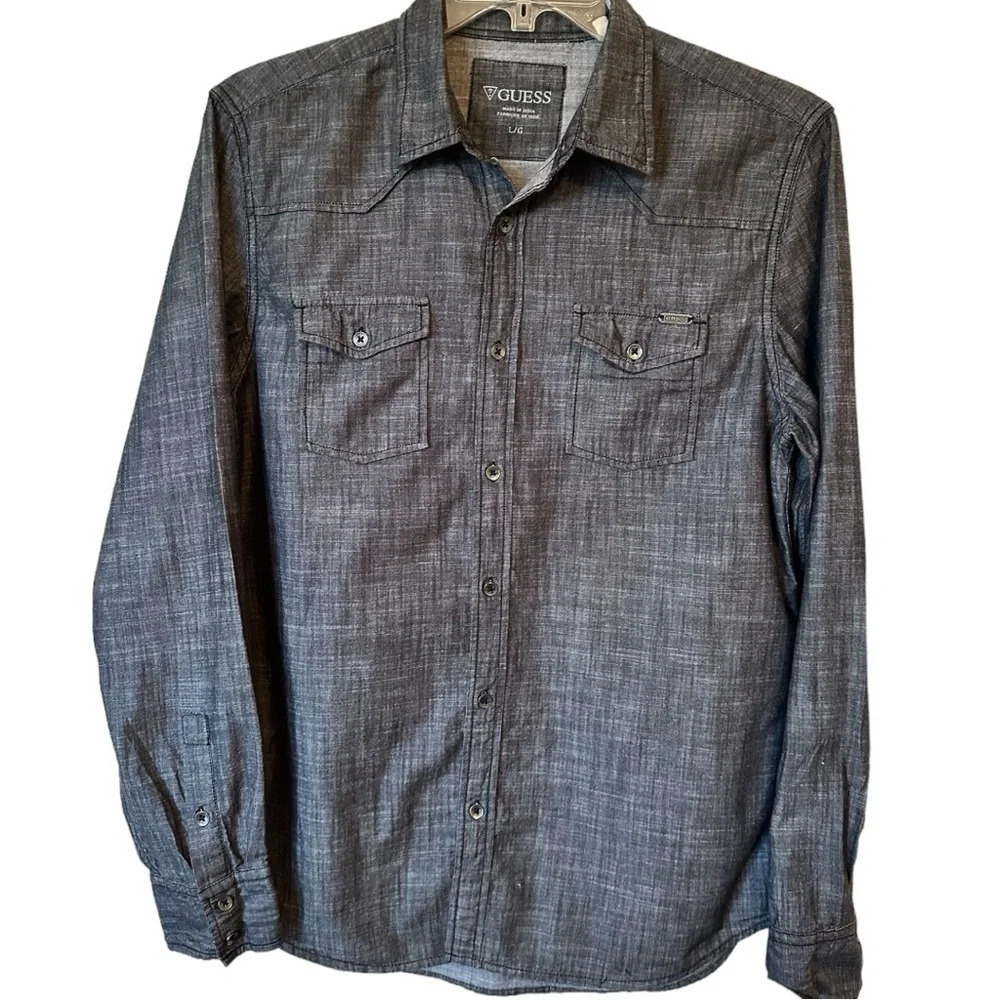 Guess Men’s Western Denim Collar Shirt